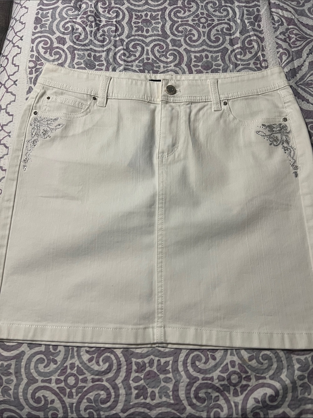 White House Black Market White Embellished Mini Skirt